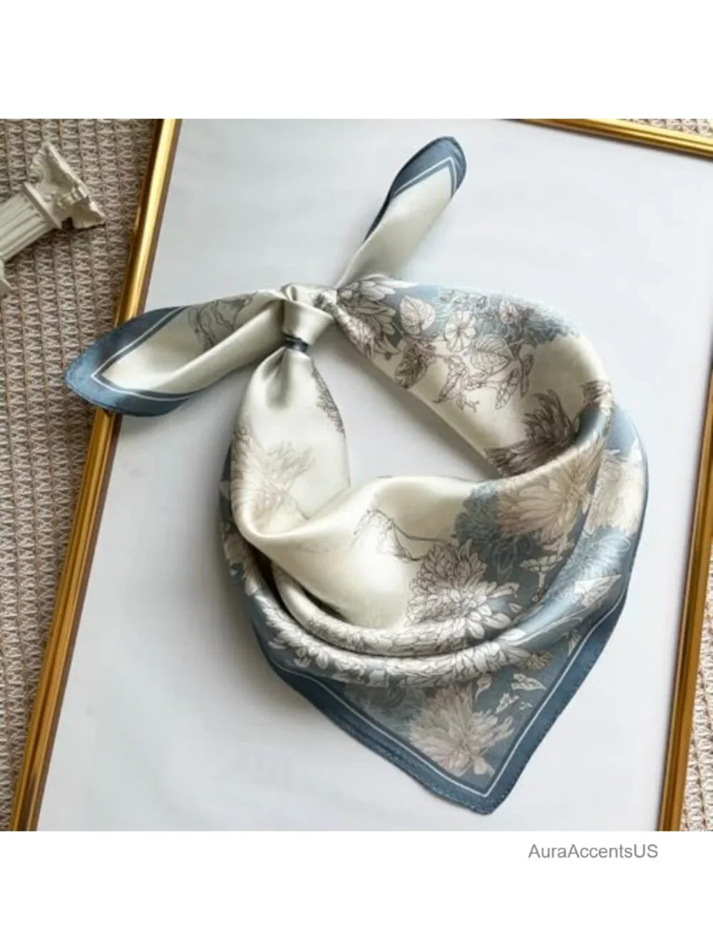 100% Mulberry Silk Lightweight Square Satin Head Scarf for Sleeping 21x21